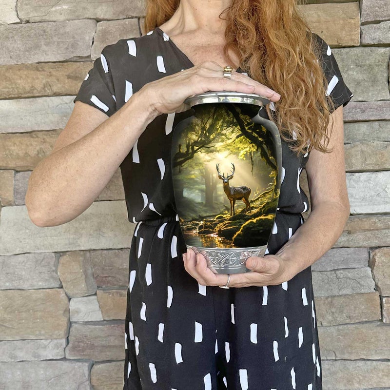 Double Trouble Inc Deer Forest Urn for Human Ashes | Large Handcrafted Funeral Memorial | Decorative Cremation Urn for Women and Men - Image 5